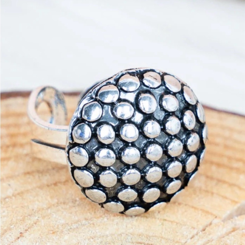 Elegant Silver Textured Dome Ring